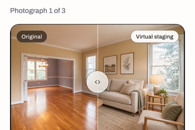 A public originals page showing an original beside its staged version