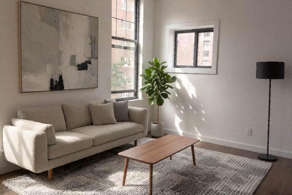 Contemporary virtual staging, rendered by Duskly