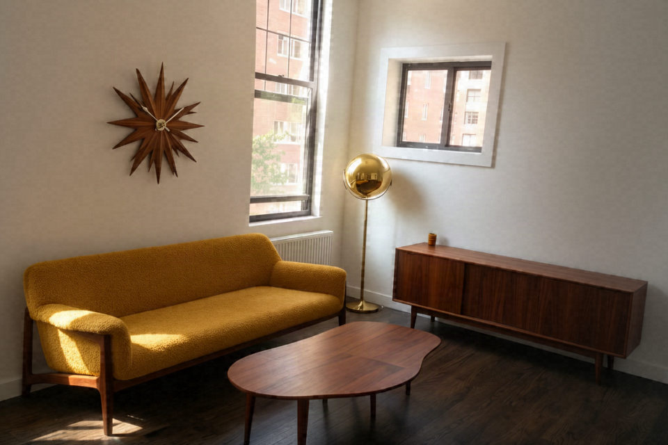 Mid-century modern virtual staging, rendered by Duskly