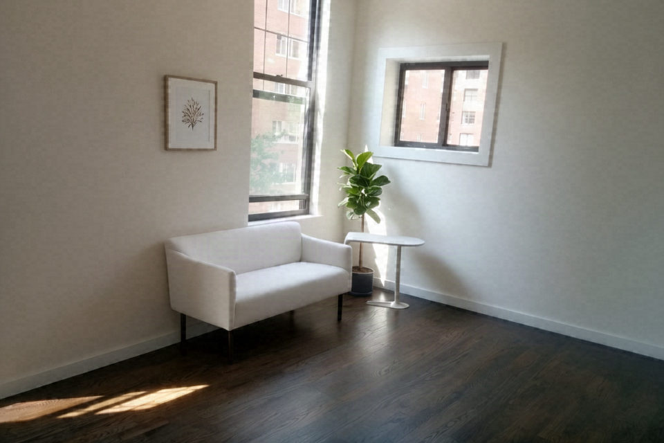 Minimalist virtual staging, rendered by Duskly