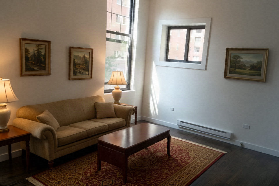 Traditional virtual staging, rendered by Duskly